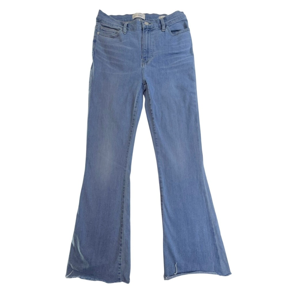 FRAME Le Easy Flare Babitz Light Wash‎ Raw Hem Jeans 28 LEFRA291 High Rise